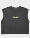 Embroidered Trout Cropped Tank Top