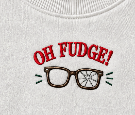 Embroidered Christmas Oh Fudge Crewneck or Hoodie