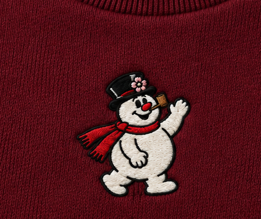 Embroidered Christmas Snowman Crewneck or Hoodie