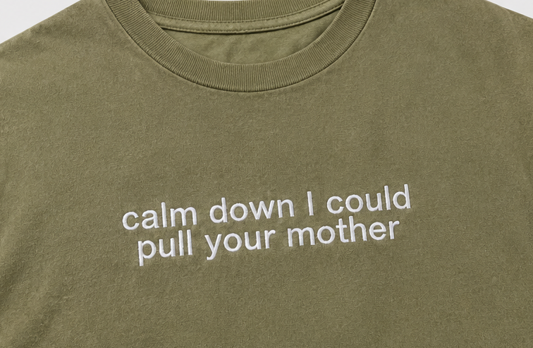 Embroidered Calm Down I Could Pull Your Mother Cropped Tank Top