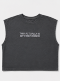 Embroidered This Is My First Rodeo Cropped Tank Top