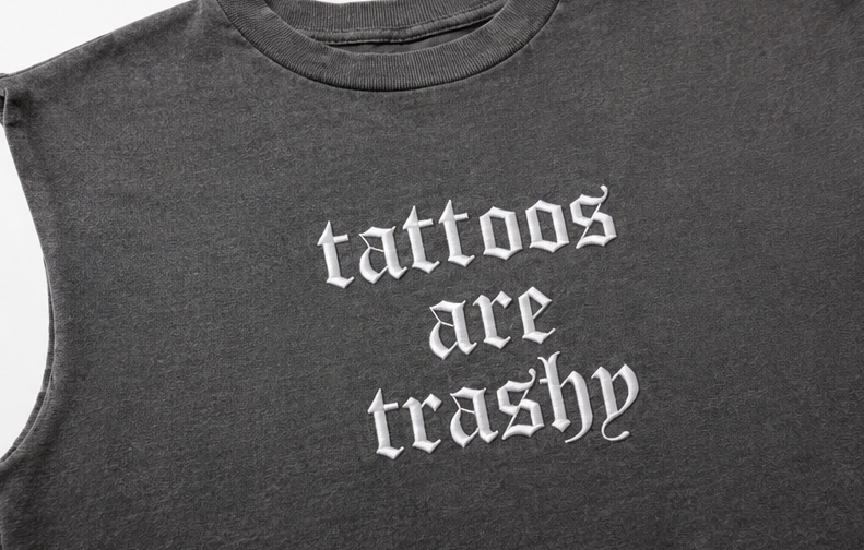 Embroidered Tattoos Are Trashy Cropped Tank Top
