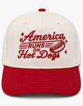 Embroidered America Runs On Hot Dogs Baseball Cap