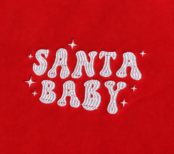 Embroidered Christmas Santa Baby Crewneck or Hoodie