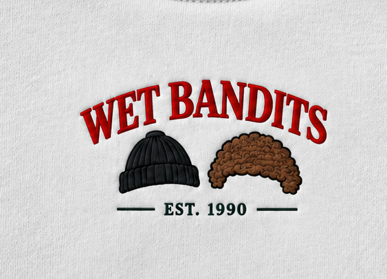 Embroidered Christmas Wet Bandits Crewneck or Hoodie