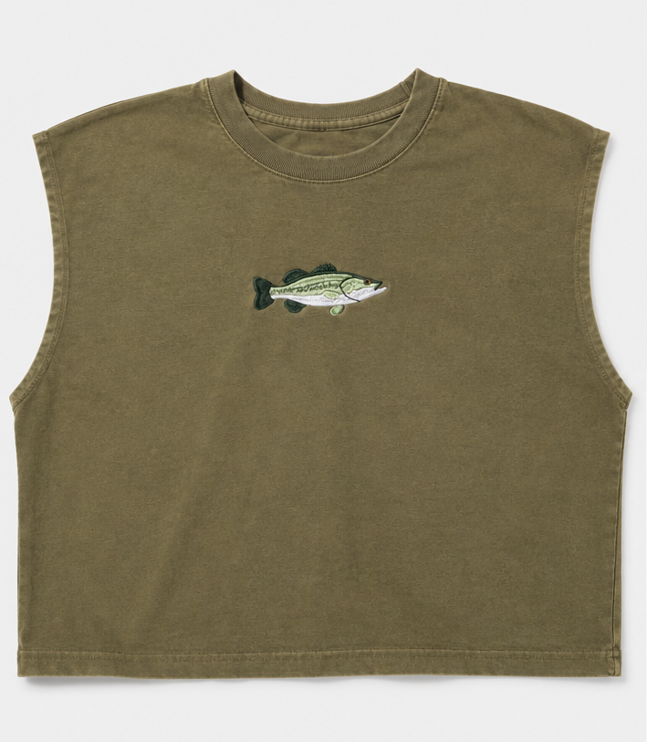 Embroidered Bass Cropped Tank Top