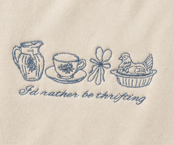 Embroidered I'd Rather Be Thrifting Crewneck or Hoodie