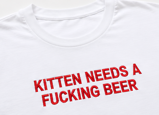 Embroidered Kitten Needs A Bee T-Shirt