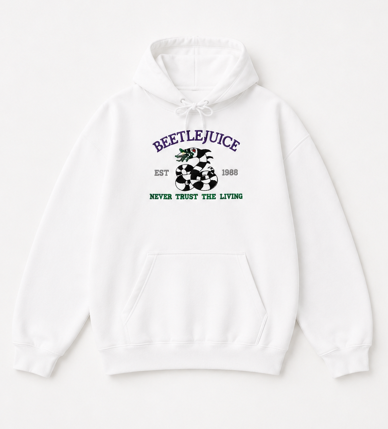 Embroidered Halloween Beetle Never Trust The Living Crewneck or Hoodie