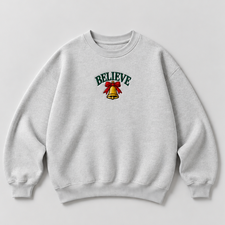 Embroidered Christmas Believe Crewneck or Hoodie