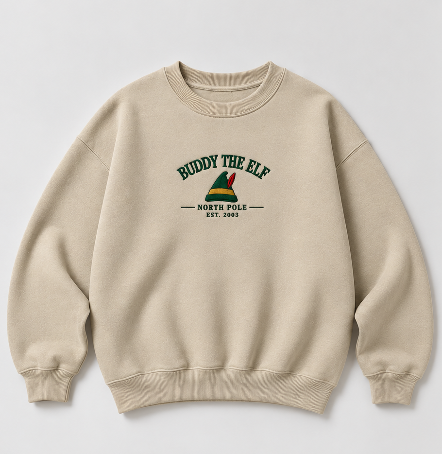 Embroidered Christmas Elf Crewneck or Hoodie