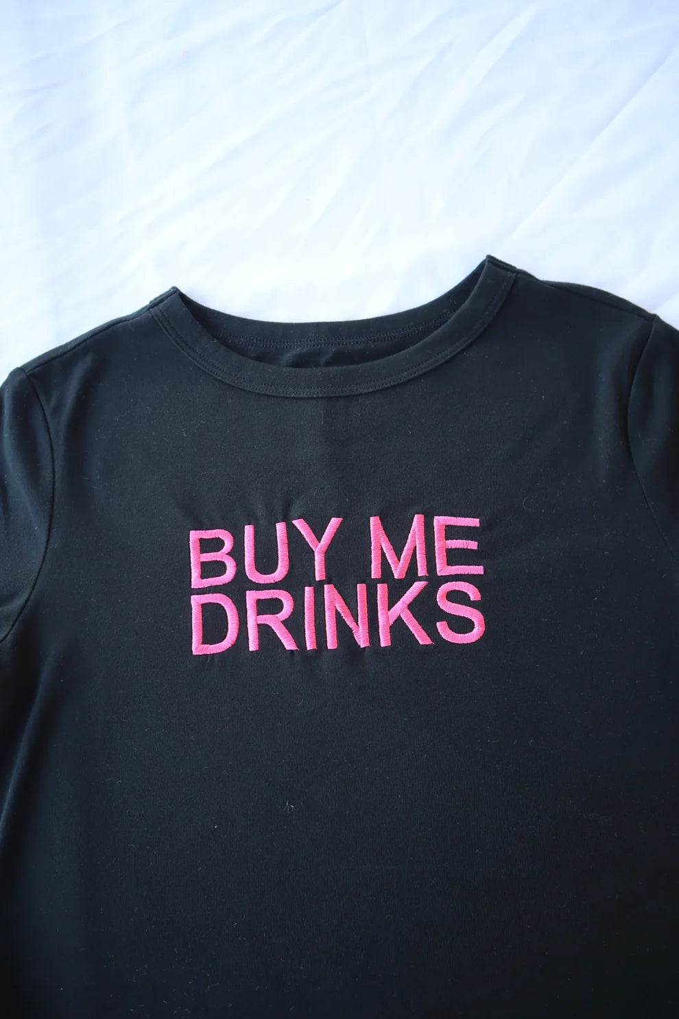 Embroidered Buy Me Drinks Baby Tee