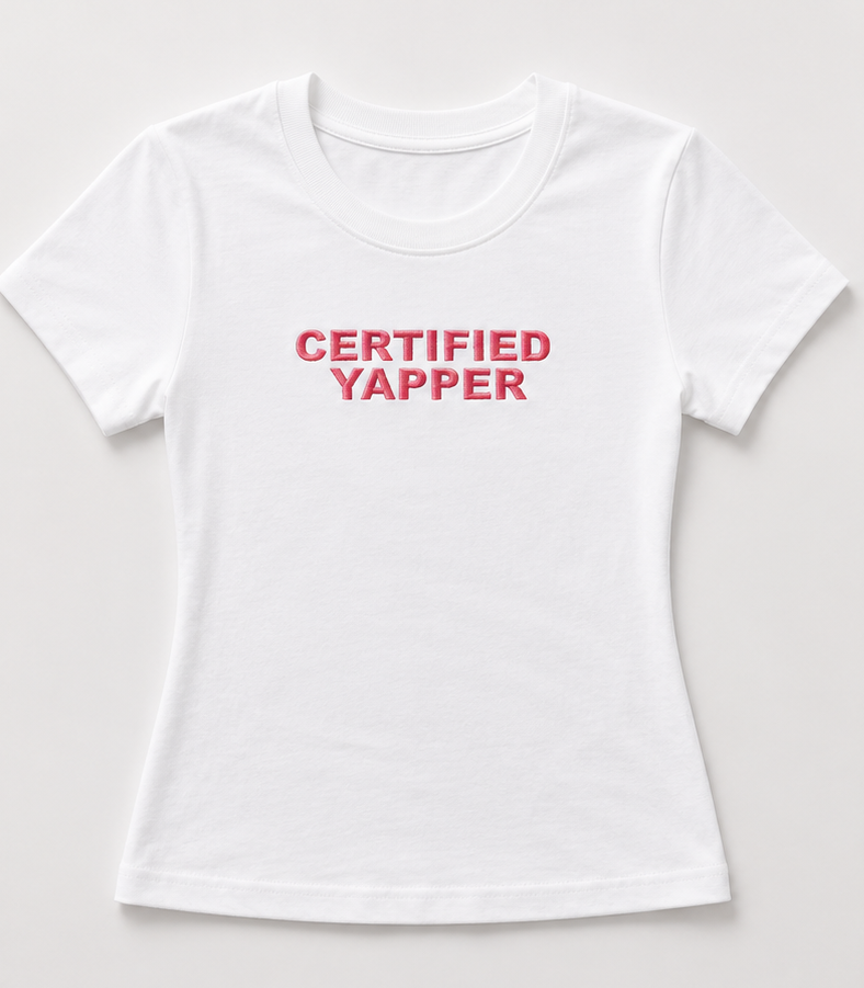 Embroidered Certified Yapper Baby Tee