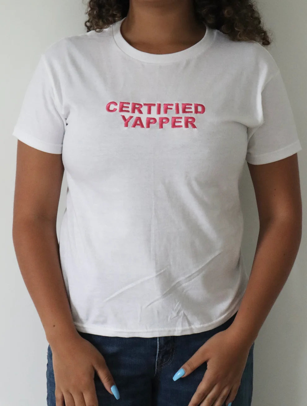 Embroidered Certified Yapper Baby Tee