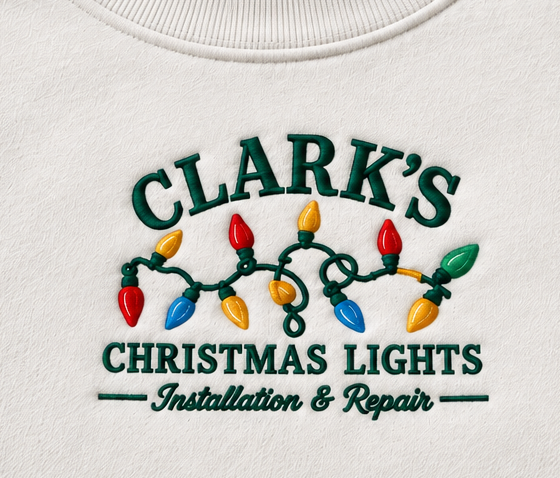 Embroidered Clark's Christmas Lights Crewneck or Hoodie