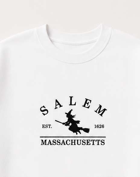 Embroidered Halloween Salem Massachusetts Witches Crewneck or Hoodie
