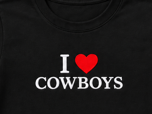 Embroidered I Love Cowboys Baby Tee