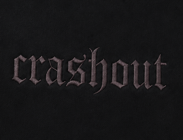Embroidered Crashout Black Crewneck or Hoodie