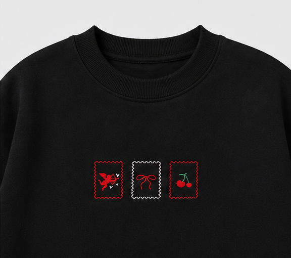 Embroidered Valentine's Day Postage Crewneck or Hoodie