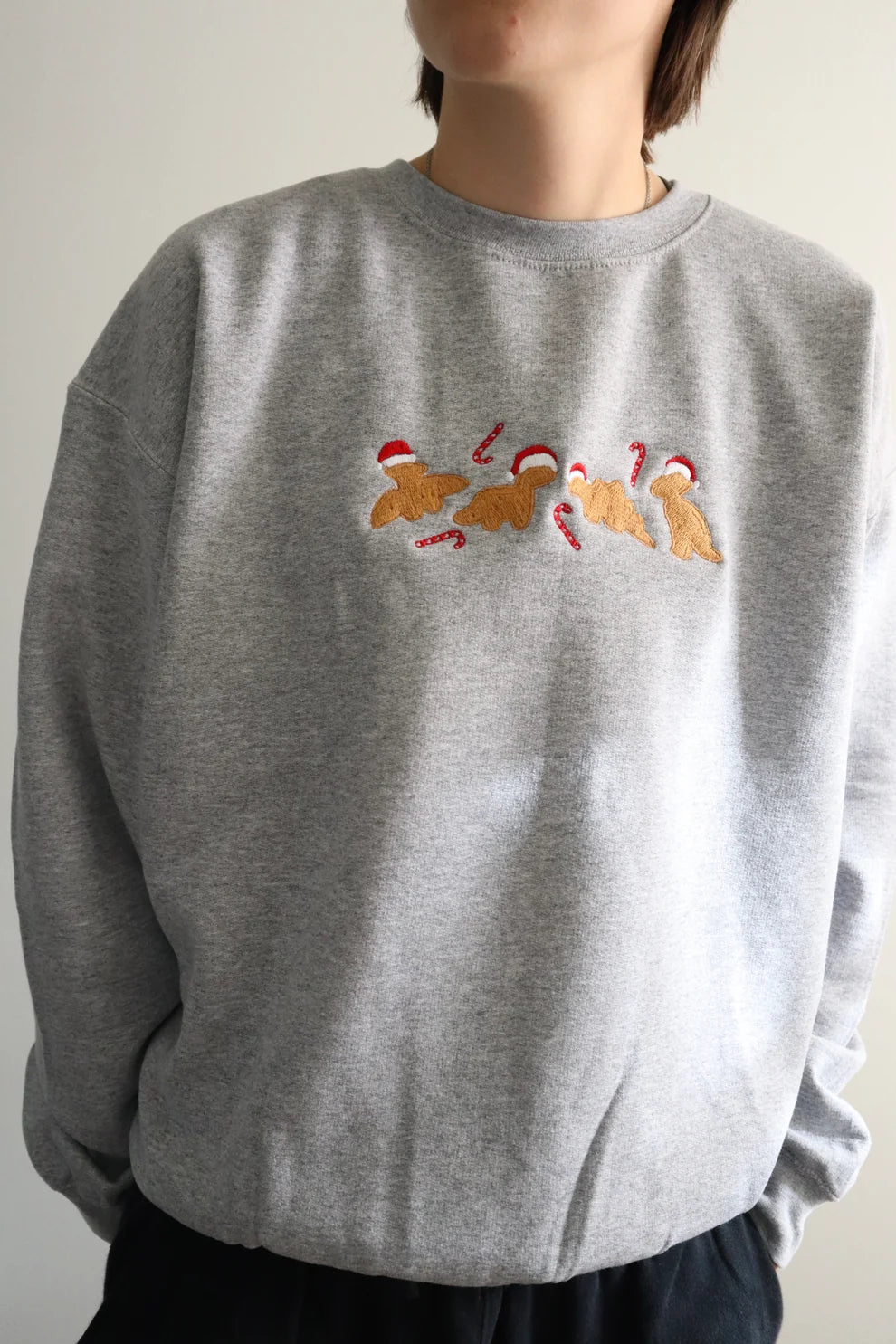 Embroidered Christmas Dino Nuggets Crewneck or Hoodie