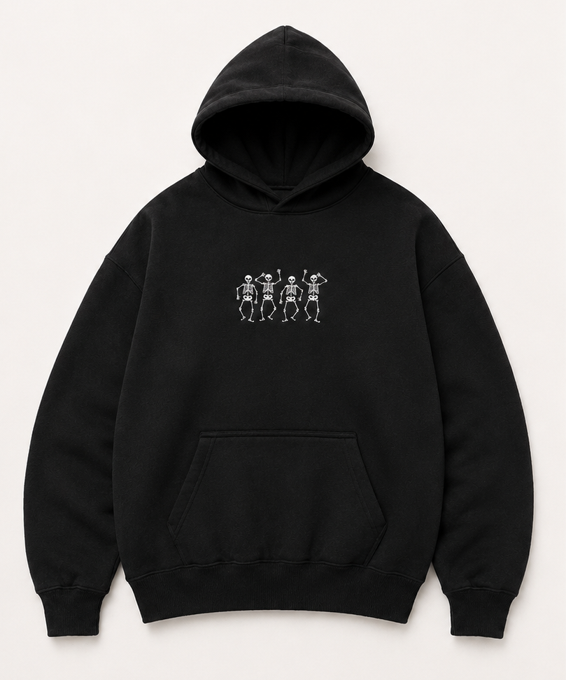 Embroidered Halloween Dancing Skeletons Crewneck or Hoodie