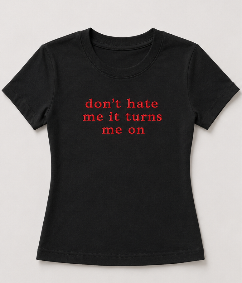 Embroidered Don't H Me It Turns Me On Baby Tee