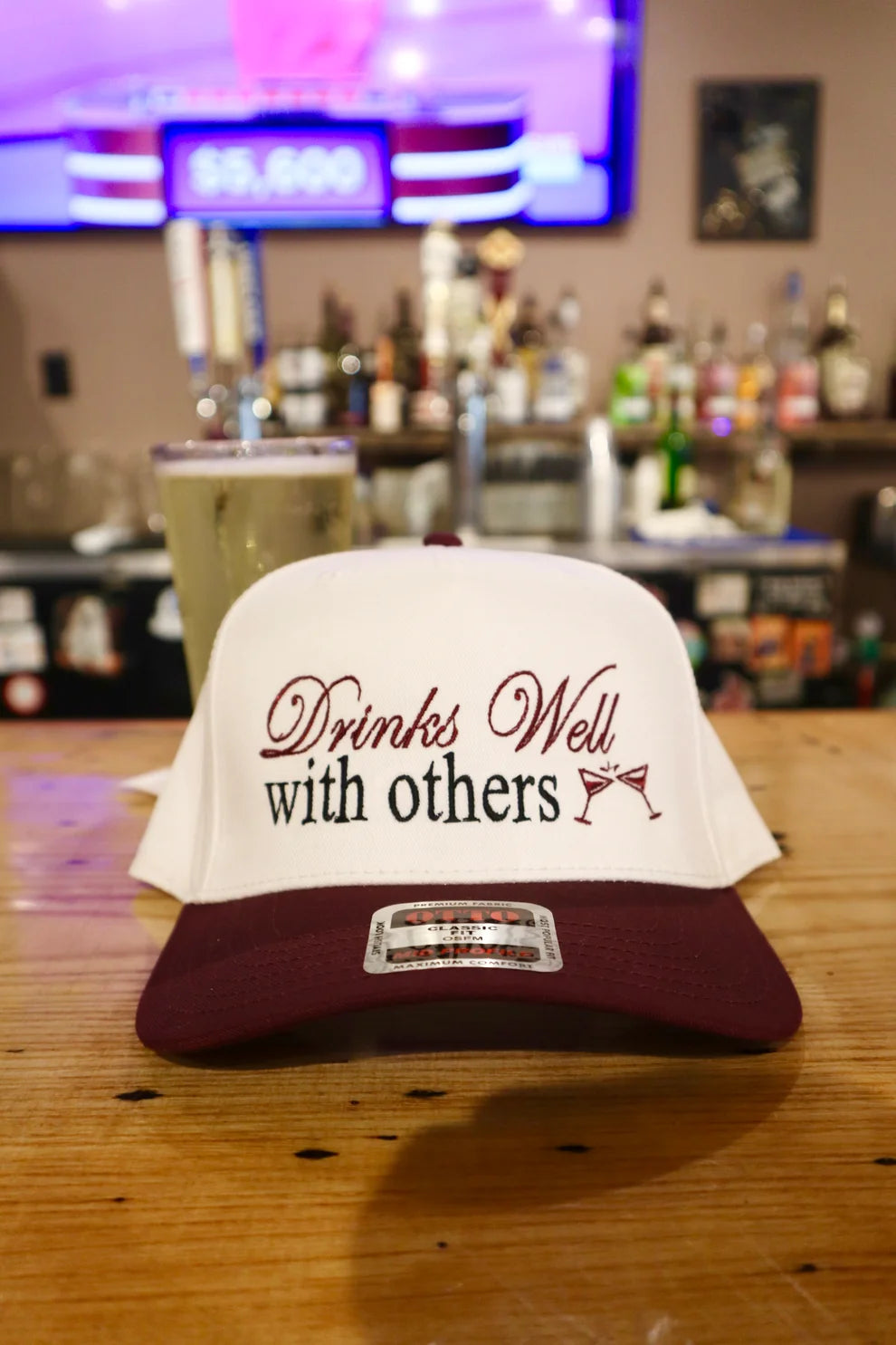 Embroidered Drinks Well With Others Baseball Cap