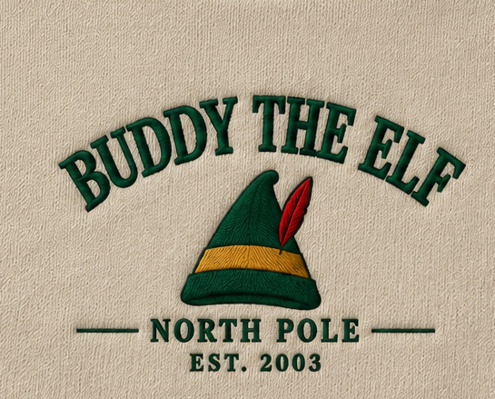 Embroidered Christmas Elf Crewneck or Hoodie