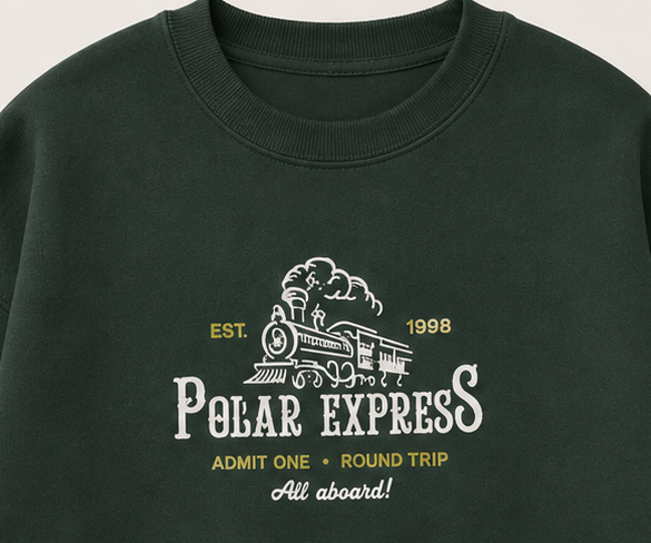 Embroidered Christmas Polar Express Crewneck or Hoodie