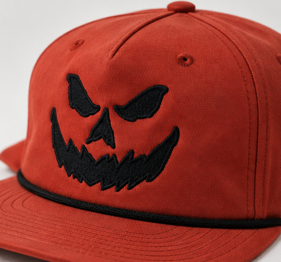 Embroidered Halloween Pumpkin Face Snapback Cap