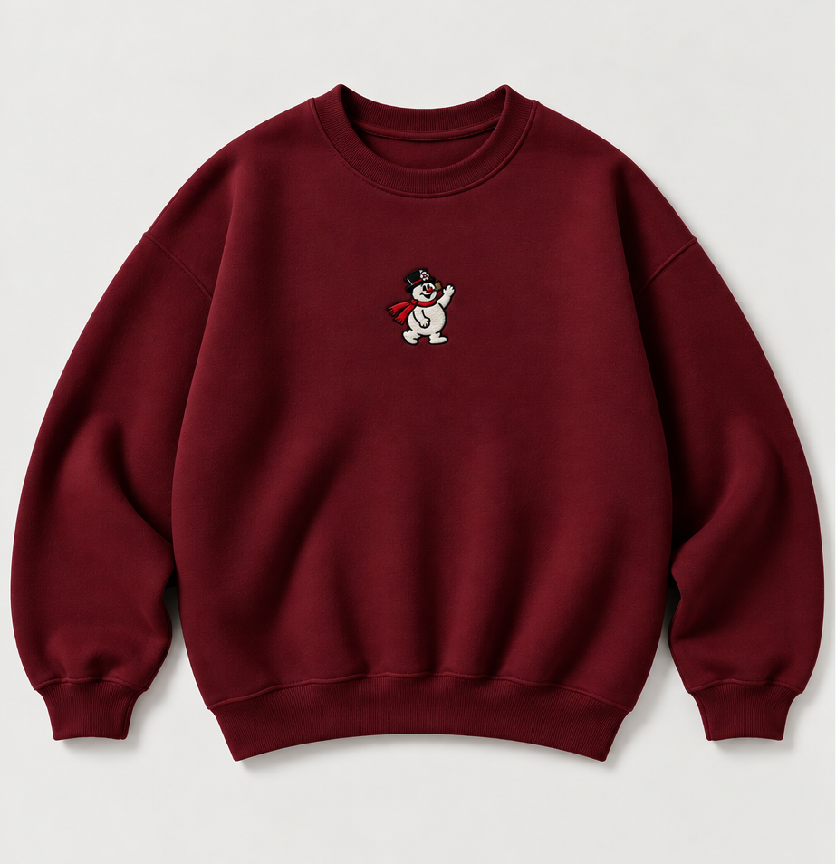 Embroidered Christmas Snowman Crewneck or Hoodie