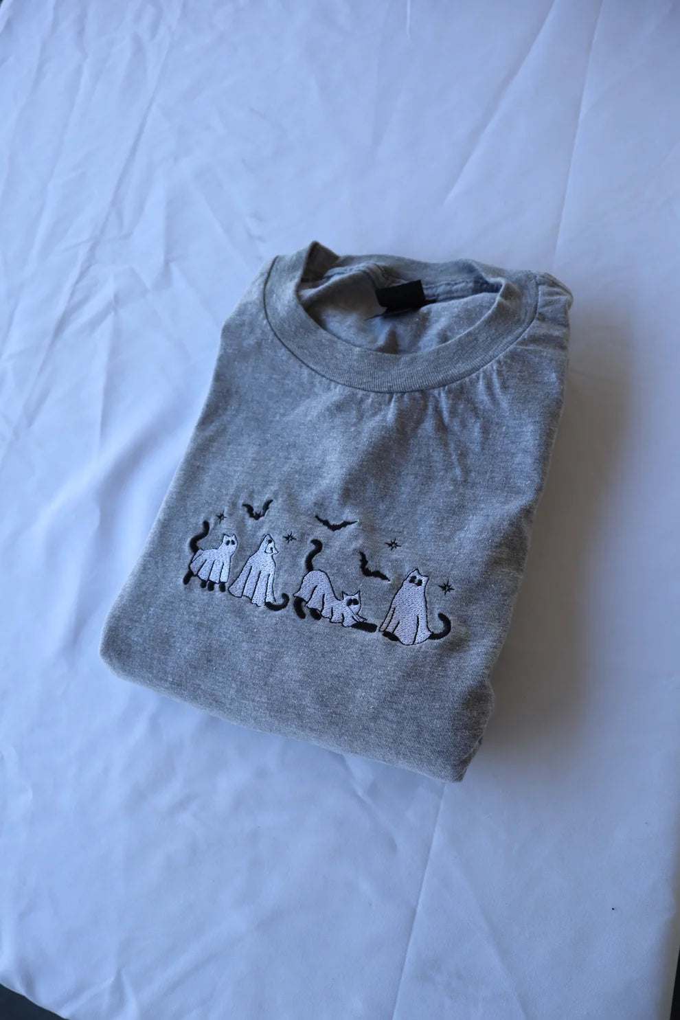 Embroidered Halloween Ghost Cats Crewneck or Hoodie