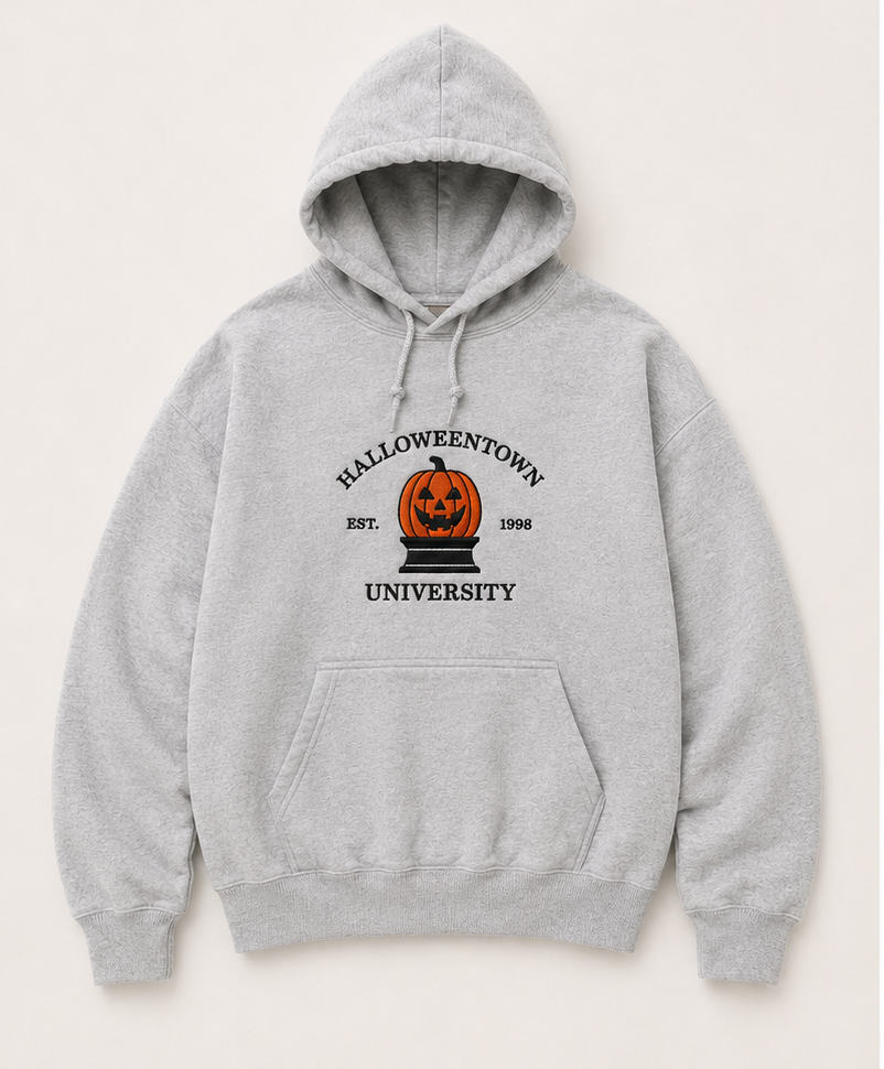 Embroidered Pumpkin Halloweentown University Crewneck or Hoodie