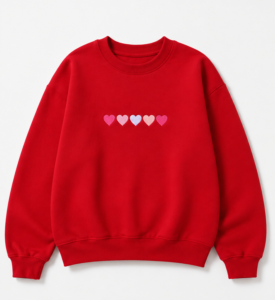 Embroidered Valentine's Day Hearts Crewneck or Hoodie