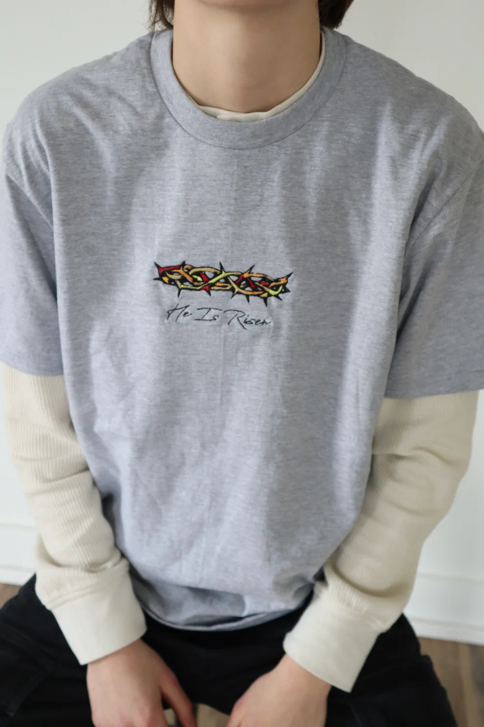Embroidered He Is Risen T-Shirt
