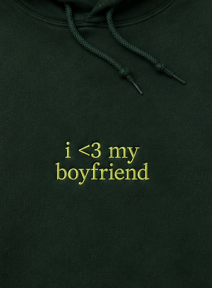 Embroidered I Heart My Boyfriend Crewneck or Hoodie
