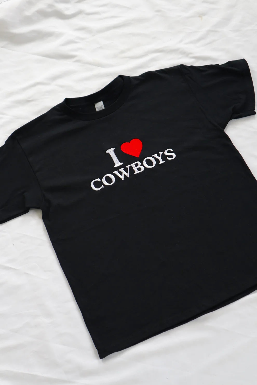 Embroidered I Love Cowboys Baby Tee