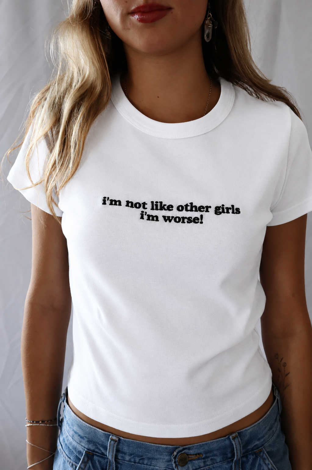 Embroidered I'm Not Like Other Girls, I'm Worse! Baby Tee
