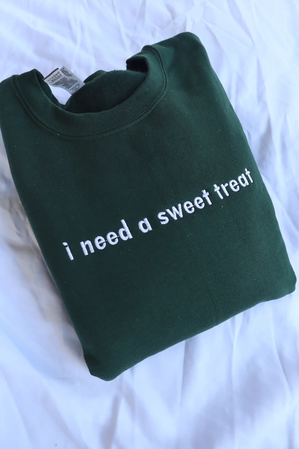 Embroidered I Need a Sweet Treat Crewneck or Hoodie