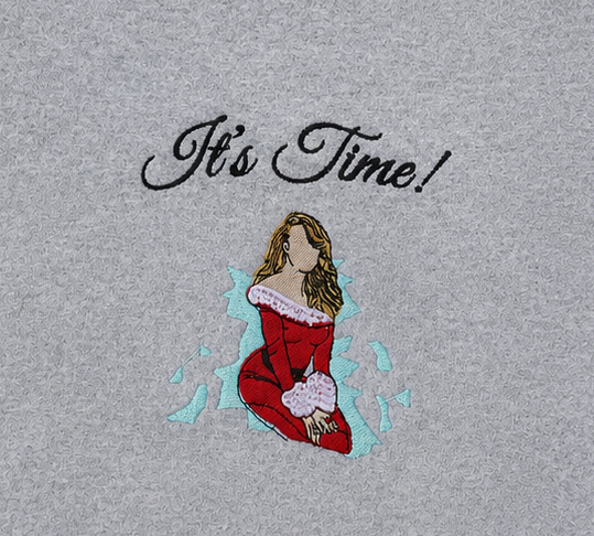 Embroidered Christmas It's Time Crewneck or Hoodie