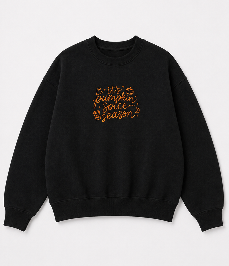 Embroidered Halloween It's Pumpkin Spice Season Crewneck or Hoodie