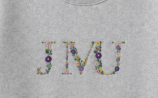 Embroidered JM Floral Crewneck or Hoodie