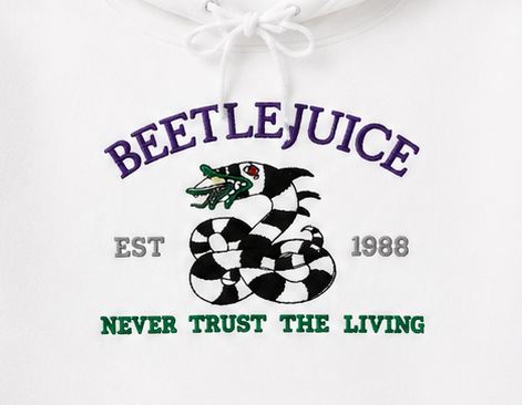 Embroidered Halloween Beetle Never Trust The Living Crewneck or Hoodie