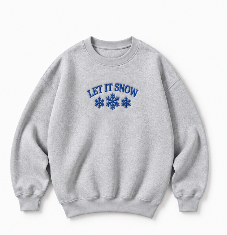 Embroidered Christmas Let It Snow Crewneck or Hoodie