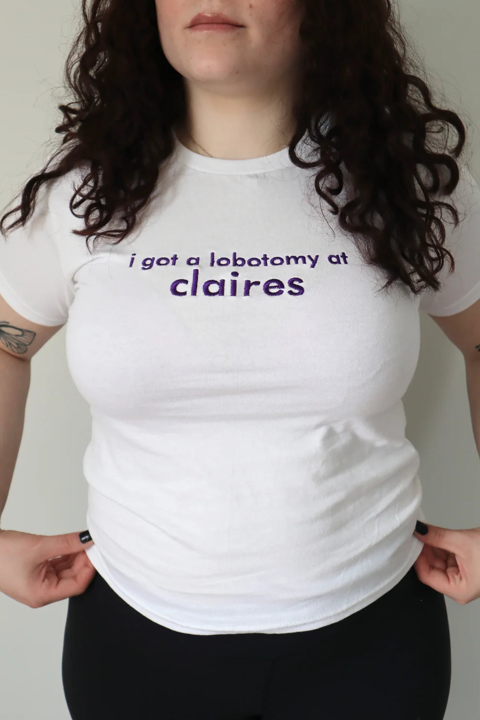 Embroidered I Got A Lobotomy At Claire's Baby Tee