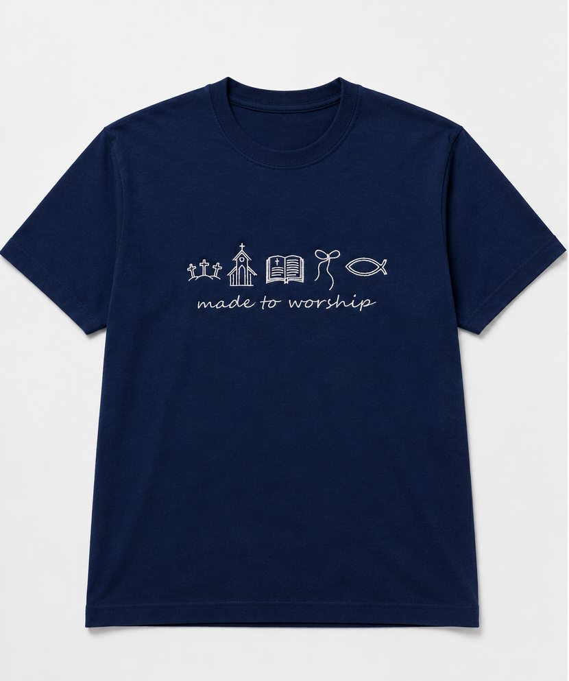 Embroidered Made To Worship T-Shirt
