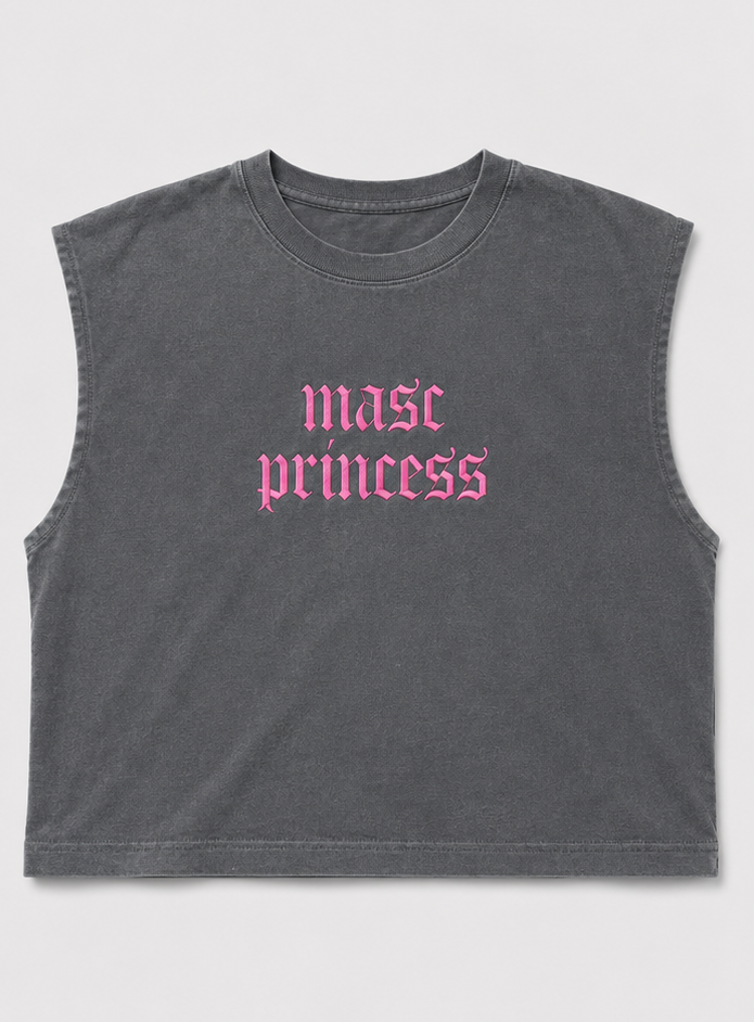 Embroidered Masc Princess Cropped Tank Top