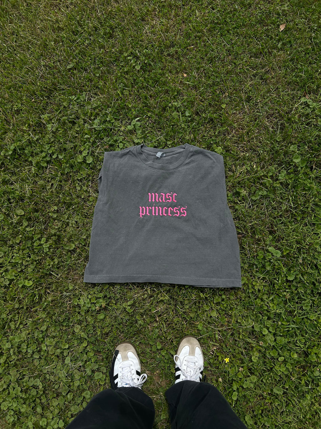Embroidered Masc Princess Cropped Tank Top