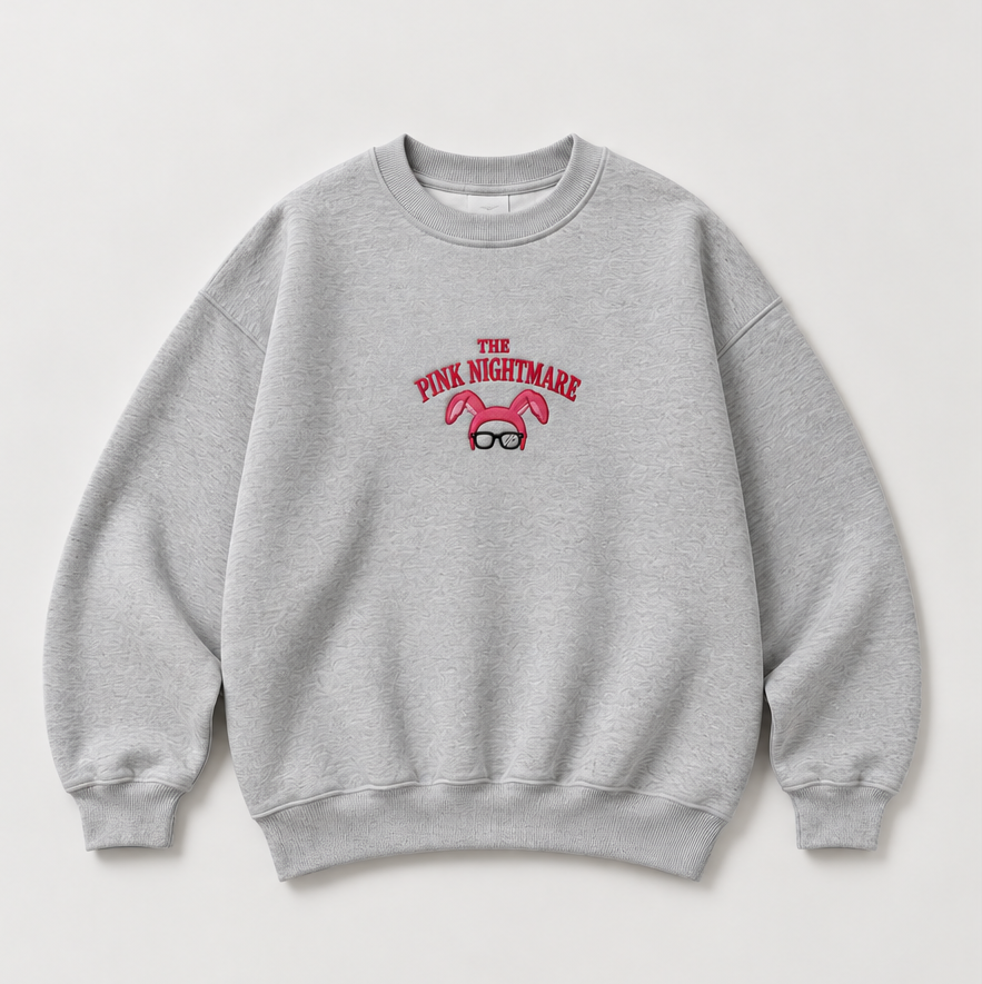Embroidered Christmas The Pink Nightmare Crewneck or Hoodie