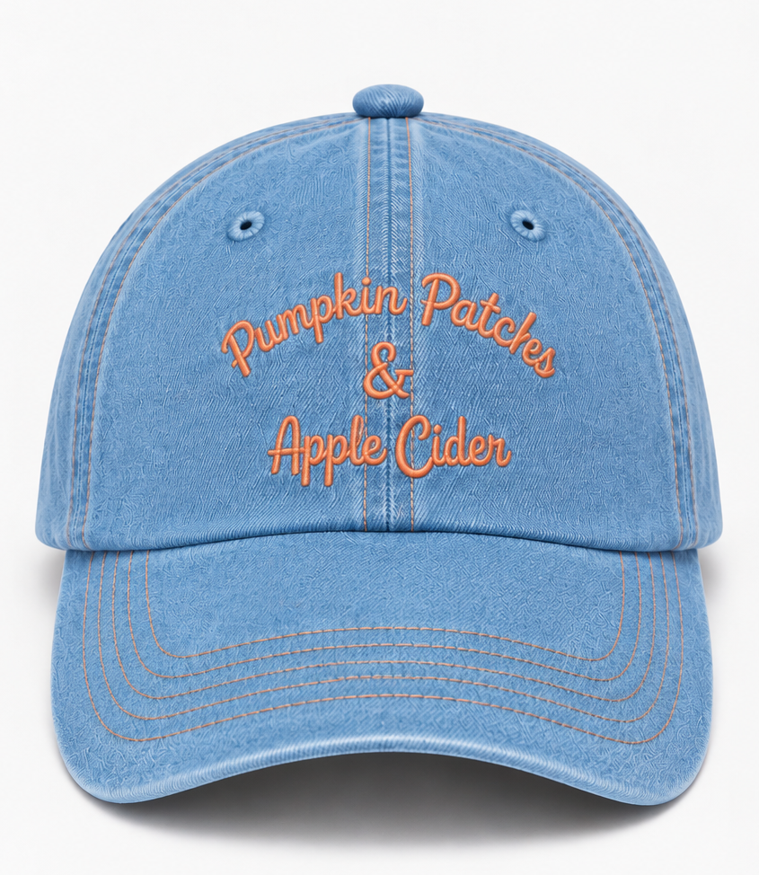 Embroidered Pumpkin Patches and Apple Cider Hat